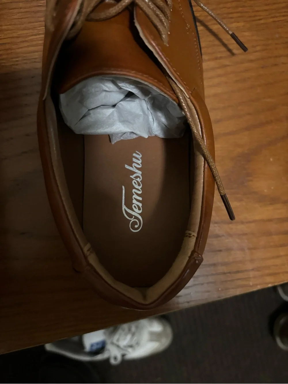 Men's Tan Leather Derby Dress Shoes - Sleek Lace-Up